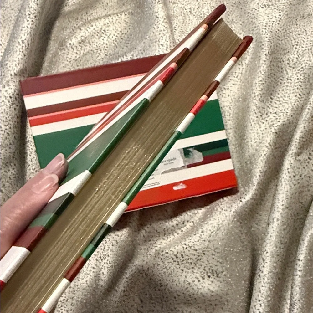 Kate Spade Jolly Stripe Memory Book with Red and Green with slide in case Gold